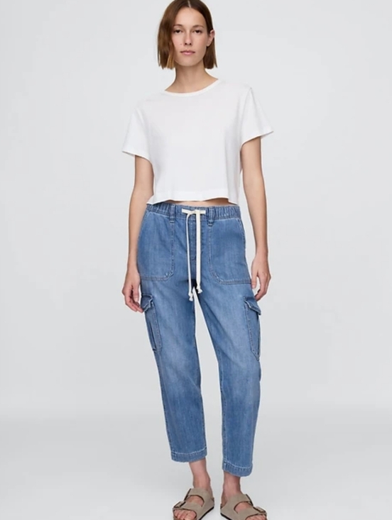 GAP Denim - ❤️ GAP DENIM MID-RISE EASY JEAN CARGO JOGGER JEANS, SMALL (4 - 6)